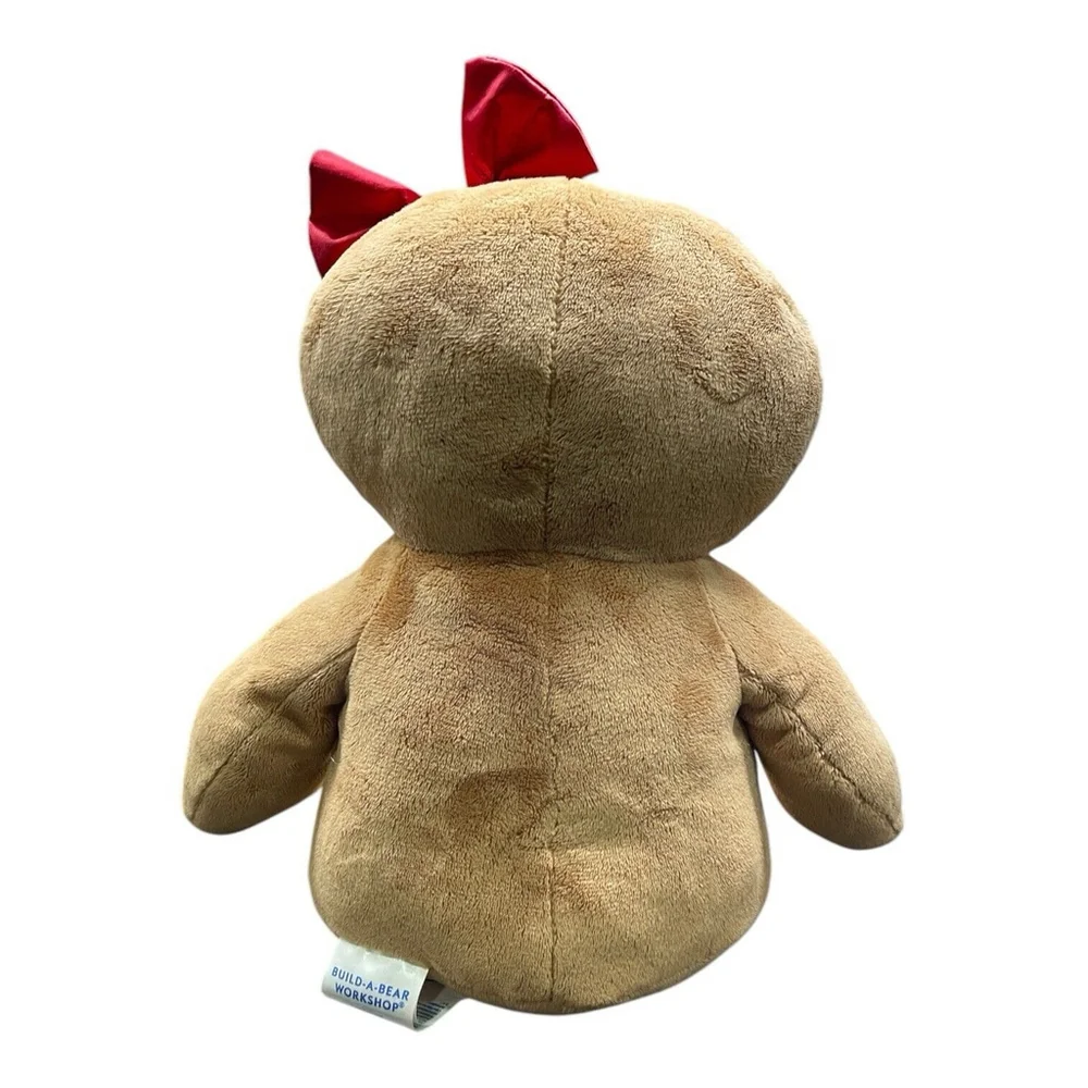 Build A Bear Gingerbread Girl Plush Red Bow Hearts Christmas Holiday Brown 2017